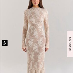 HOUSE OF CB Isoline peach lace maxi dress